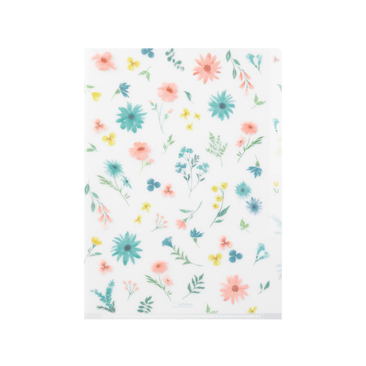 MIDORI - 3-Pocket Clear Folder - A5 | Flowers B