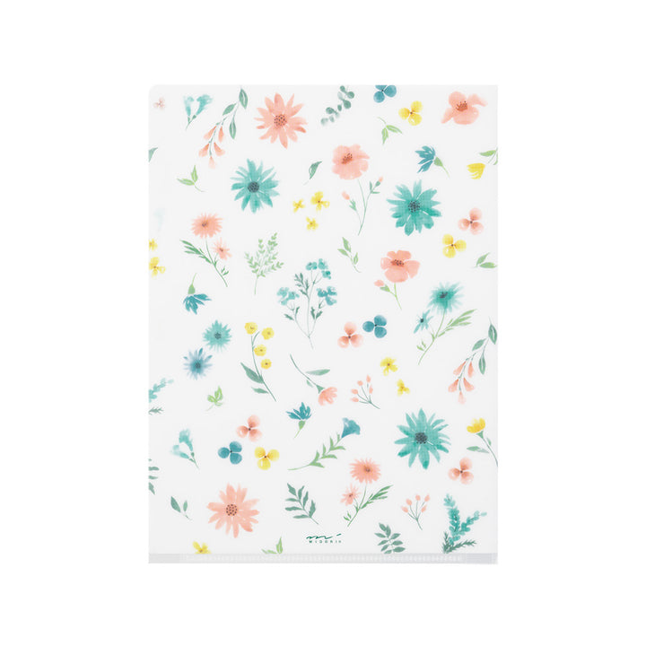 MIDORI - 3-Pocket Clear Folder - A5 | Flowers B