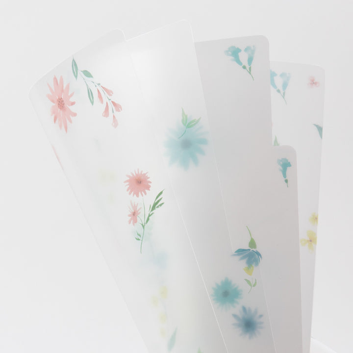 MIDORI - 3-Pocket Clear Folder - A5 | Flowers B
