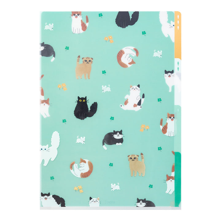 MIDORI - 3-Pocket Clear Folder - A4 - Cats A