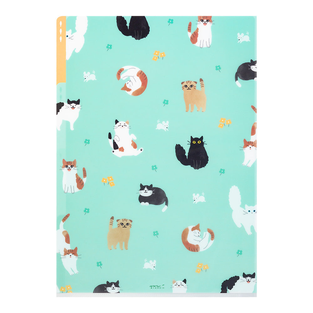 MIDORI - 3-Pocket Clear Folder - A4 - Cats A
