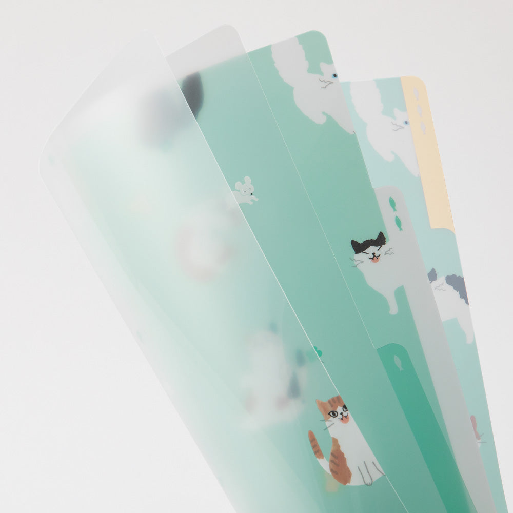MIDORI - 3-Pocket Clear Folder - A4 - Cats A