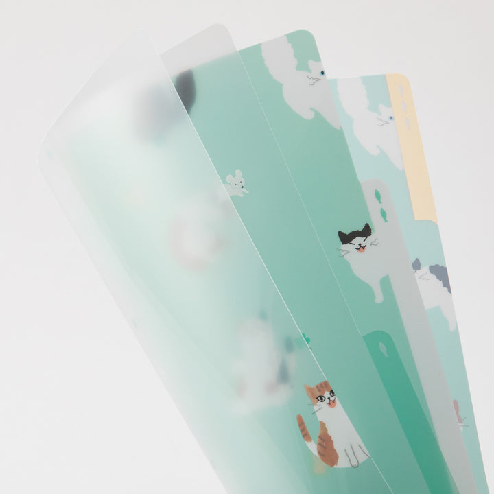 MIDORI - 3-Pocket Clear Folder - A4 - Cats A