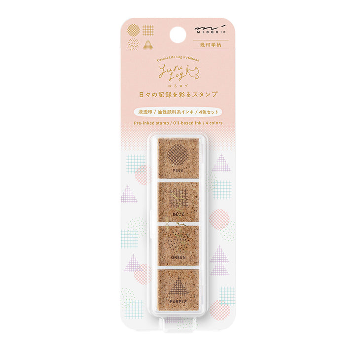 MIDORI - Yuru Log Paintable Stamp - Pre-Inked - Geometry