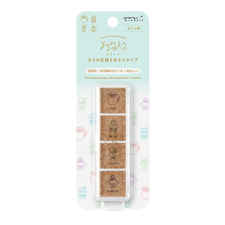 MIDORI - Yuru Log Paintable Stamp - Pre-Inked - Cafe
