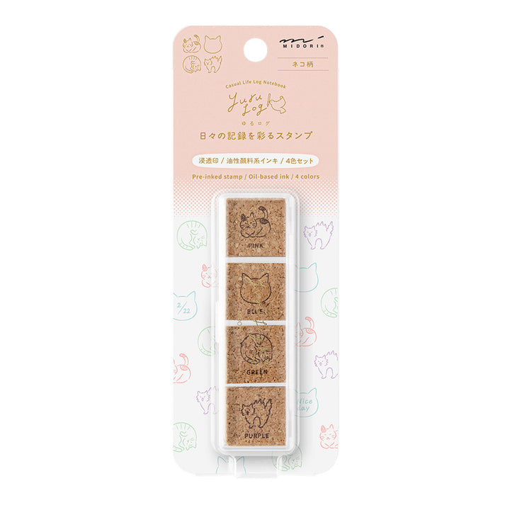 MIDORI - Yuru Log Paintable Stamp - Pre-Inked - Cat