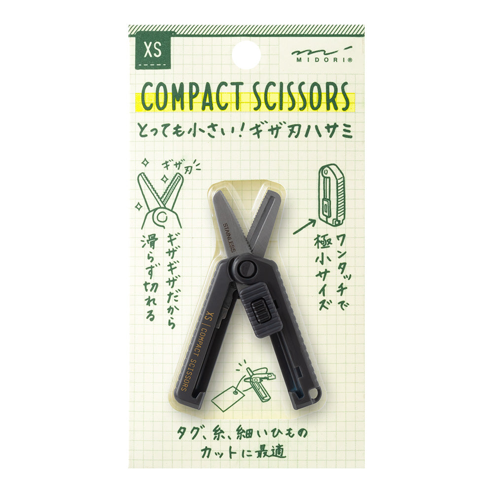 MIDORI - XS Compact Scissors - Serrated - Red/Blue/Black/White