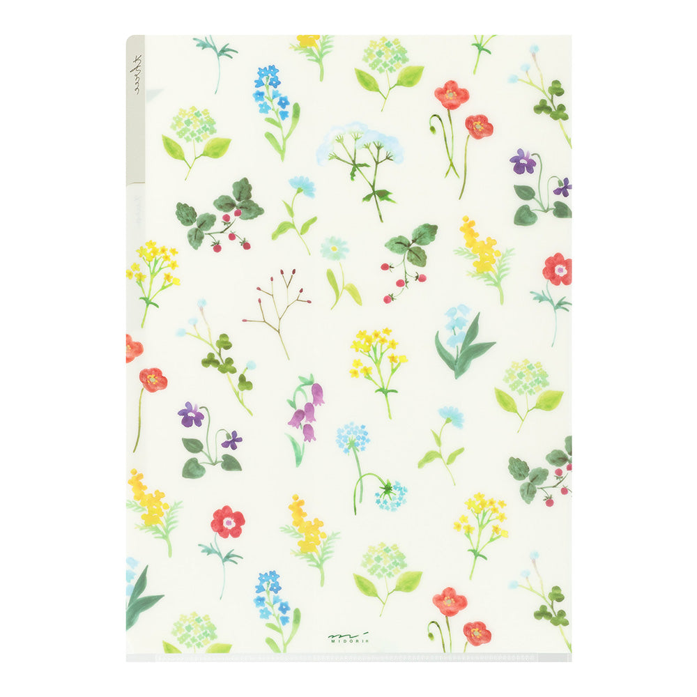MIDORI - 3-Pocket Clear Folder - A4 - Flowers C