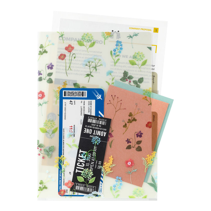 MIDORI - 3-Pocket Clear Folder - A4 - Flowers C
