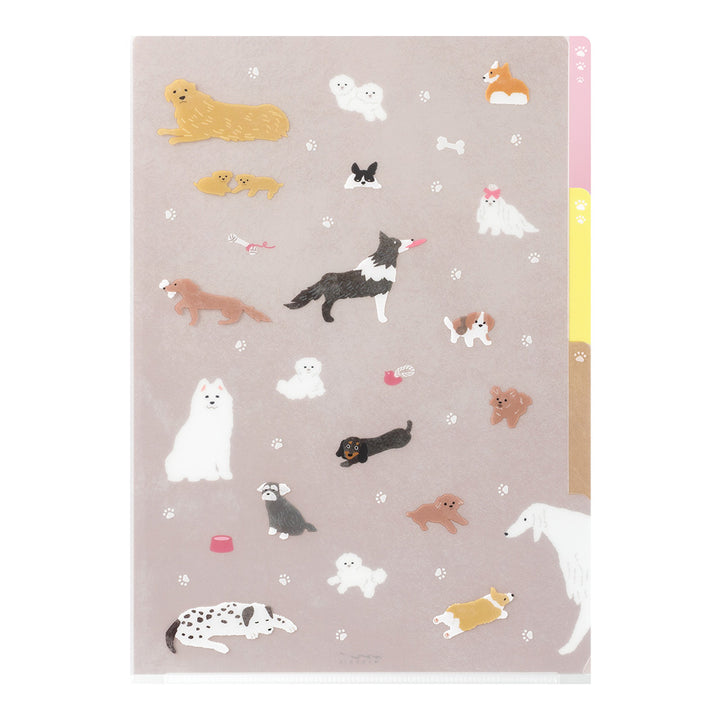 MIDORI - 3-Pocket Clear Folder - A4 - Dogs A