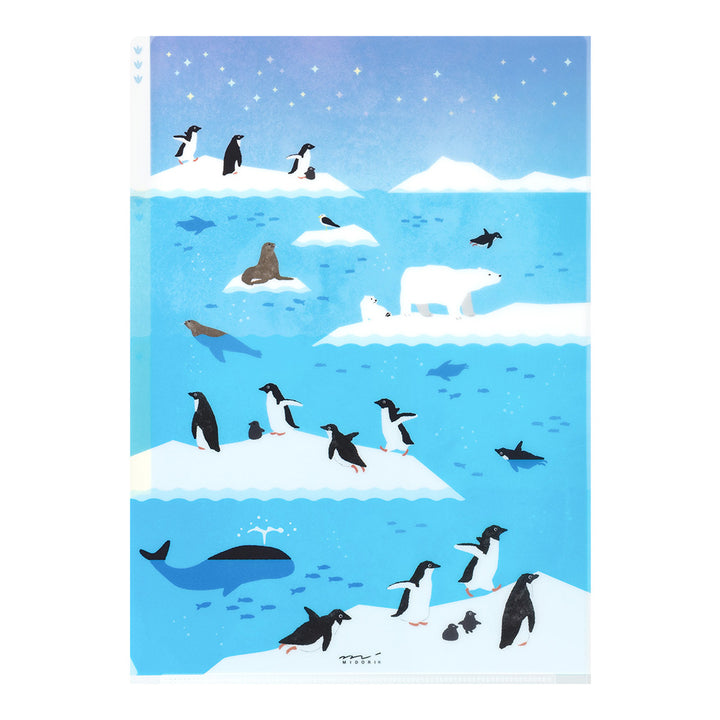 MIDORI - 3-Pocket Clear Folder - A4 | Sea Creatures