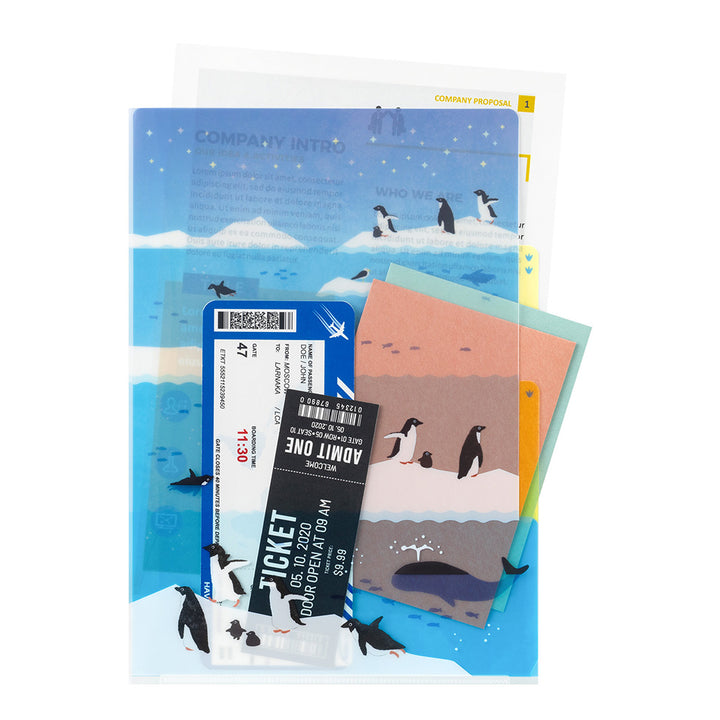 MIDORI - 3-Pocket Clear Folder - A4 | Sea Creatures