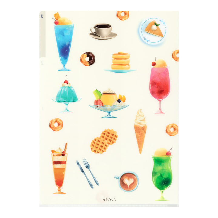 MIDORI - 3-Pocket Clear Folder - A4 - Cafe