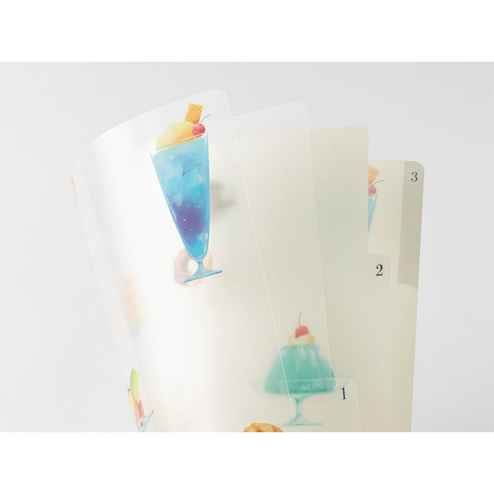 MIDORI - 3-Pocket Clear Folder - A4 - Cafe