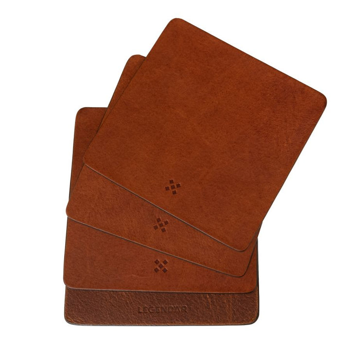 Legendar - Leather Coaster - Set of 4  - DRYNK - Chesnut