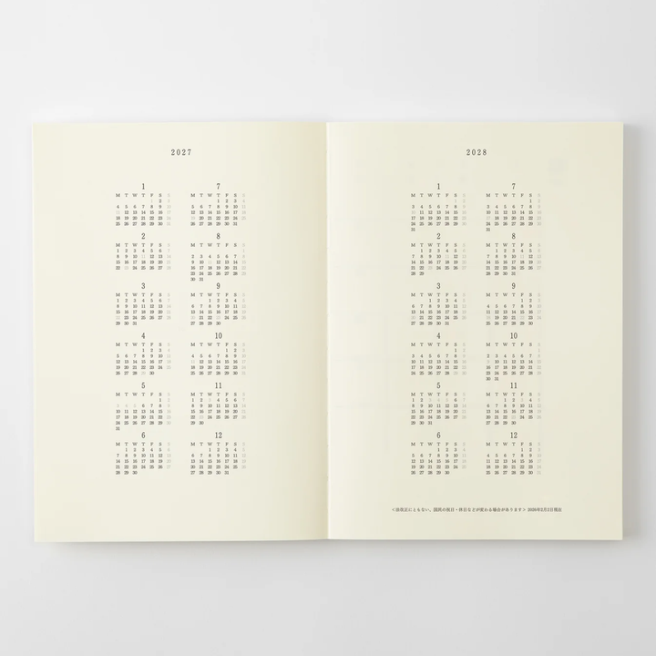 Midori - MD Notebook Diary Thin 2027 - A5
