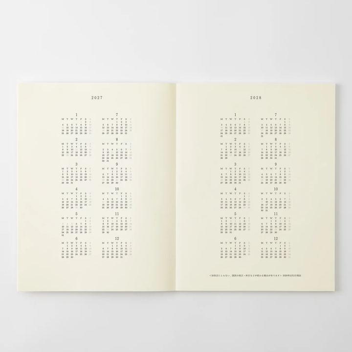 Midori - MD Notebook Diary Thin 2027 - A4
