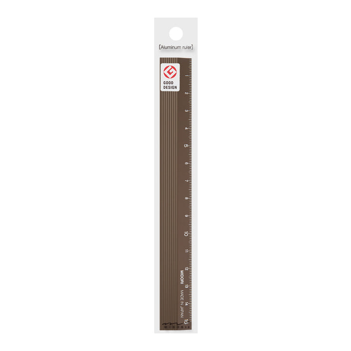 Midori - Aluminum Ruler - 15cm - Brown