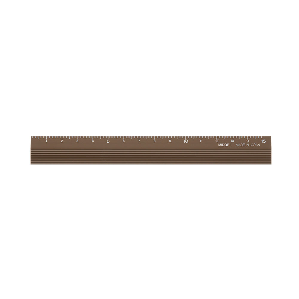 Midori - Aluminum Ruler - 15cm - Brown