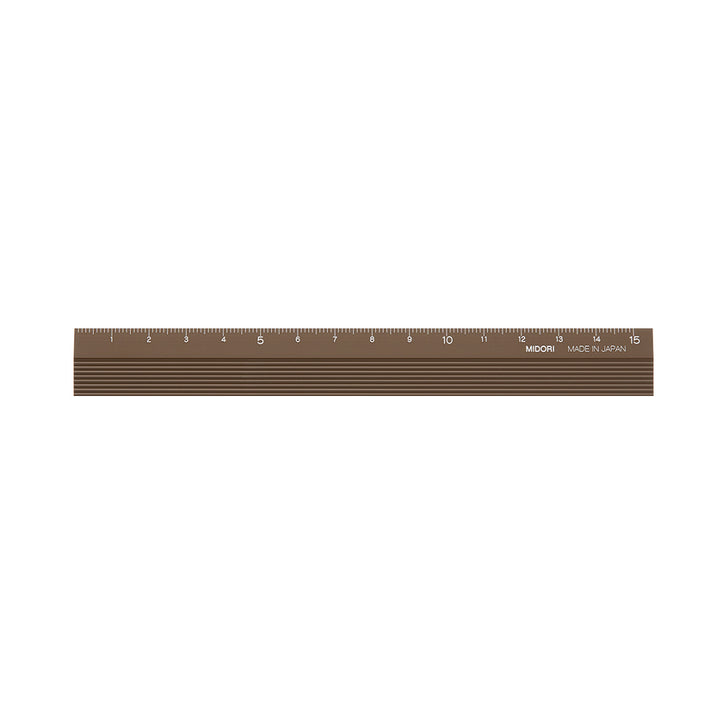 Midori - Aluminum Ruler - 15cm - Brown