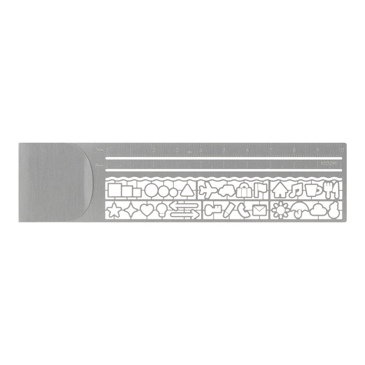 MIDORI - Silver Clip Ruler - Bookmark - Decorative Pattern