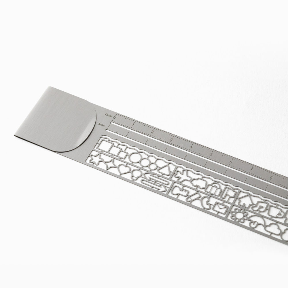 MIDORI - Silver Clip Ruler - Bookmark - Decorative Pattern