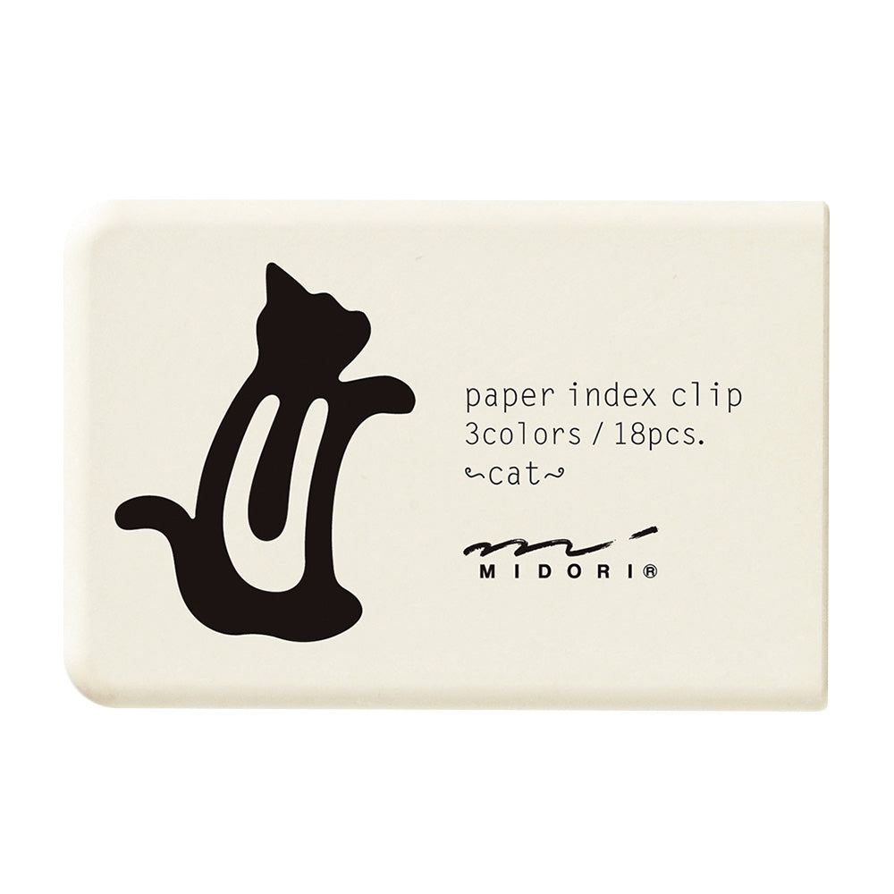 Midori - Paper Index Clip - 3 Colours / 18pcs - Cat