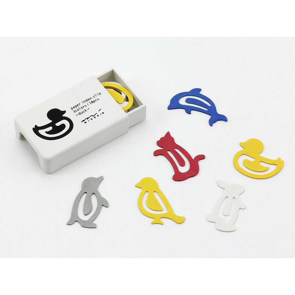 Midori - Paper Index Clip - 3 Colours / 18pcs - Cat