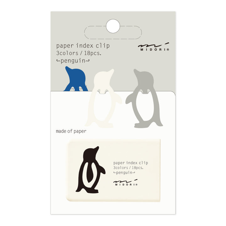 Midori - Paper Index Clip - 3 Colours / 18pcs - Penguin