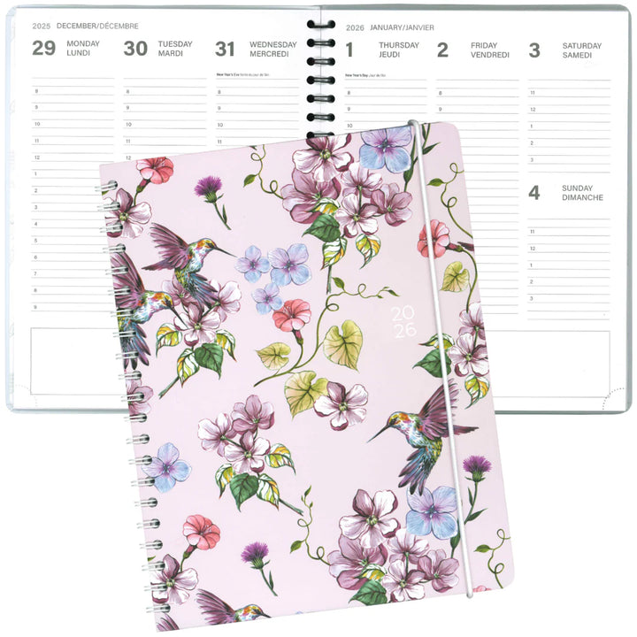 Pierre Belvedere - 2026 Large Annual Agenda - Weekly - Hummingbird and Flowers