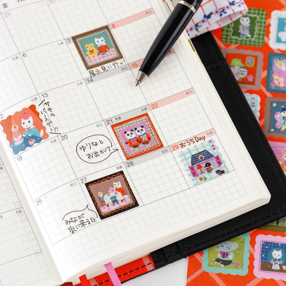 Hobonichi 2027 - Yumi Kitagishi: Stickers - Daily Life of White Cat