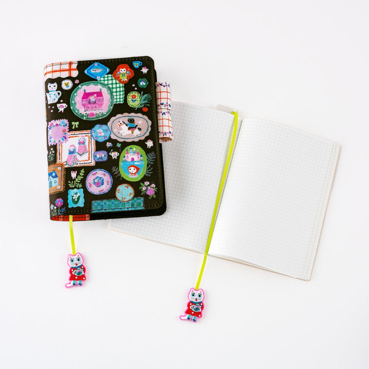 Hobonichi Techo 2026 - Embroidered Bookmark - White Cat by Yumi Kitagishi