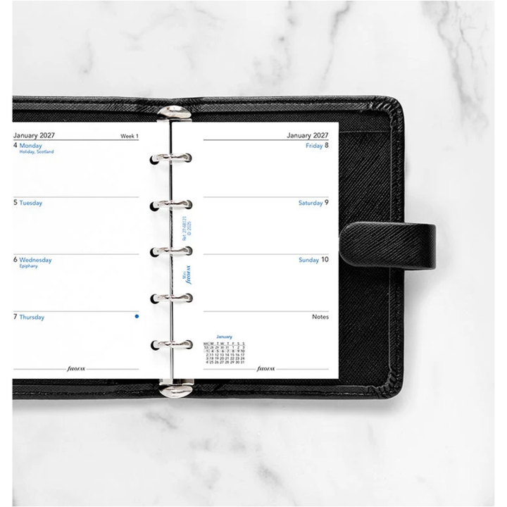 Filofax - 2027 Mini Saffiano Organizer - Week on Two Pages - Black