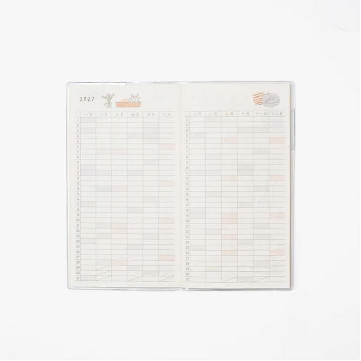 Midori - 2027 Slim Pocket Diary - Cat