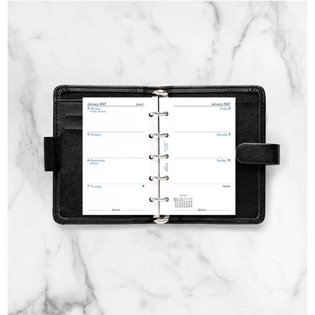 Filofax - 2027 Mini Saffiano Organizer - Week on Two Pages - Black
