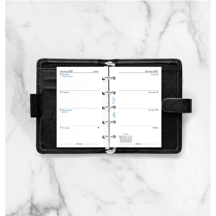 Filofax - 2027 Mini Saffiano Organizer - Week on Two Pages - Black