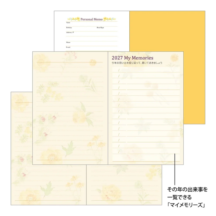 Midori - 2027 Mini Pocket Diary - Country Time Flower