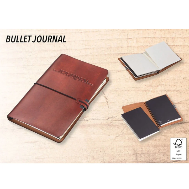 TROIKA - Bullet Journal - A5 - 2 Notebooks with Leather Cover