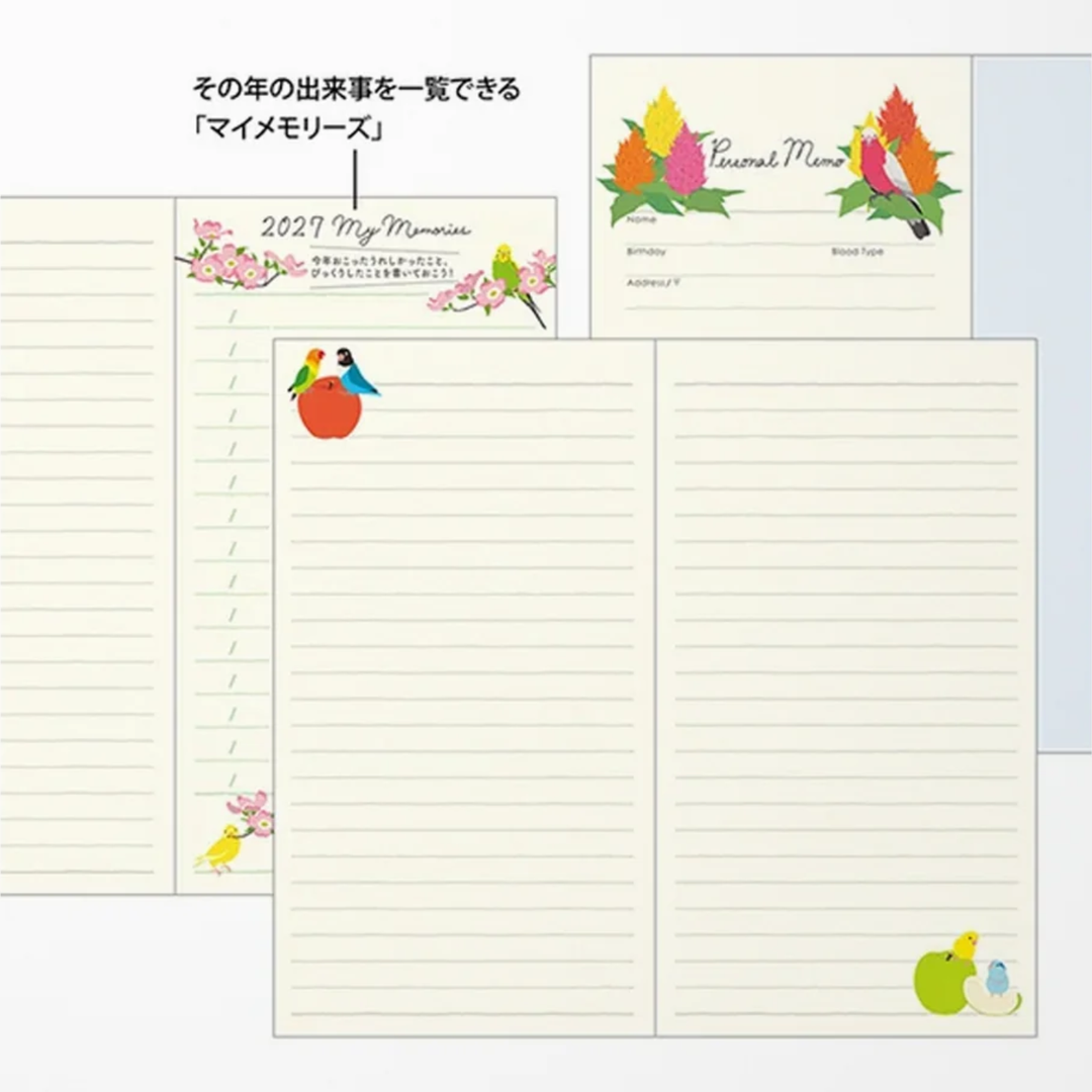 Midori - 2027 Slim Pocket Diary - Bird