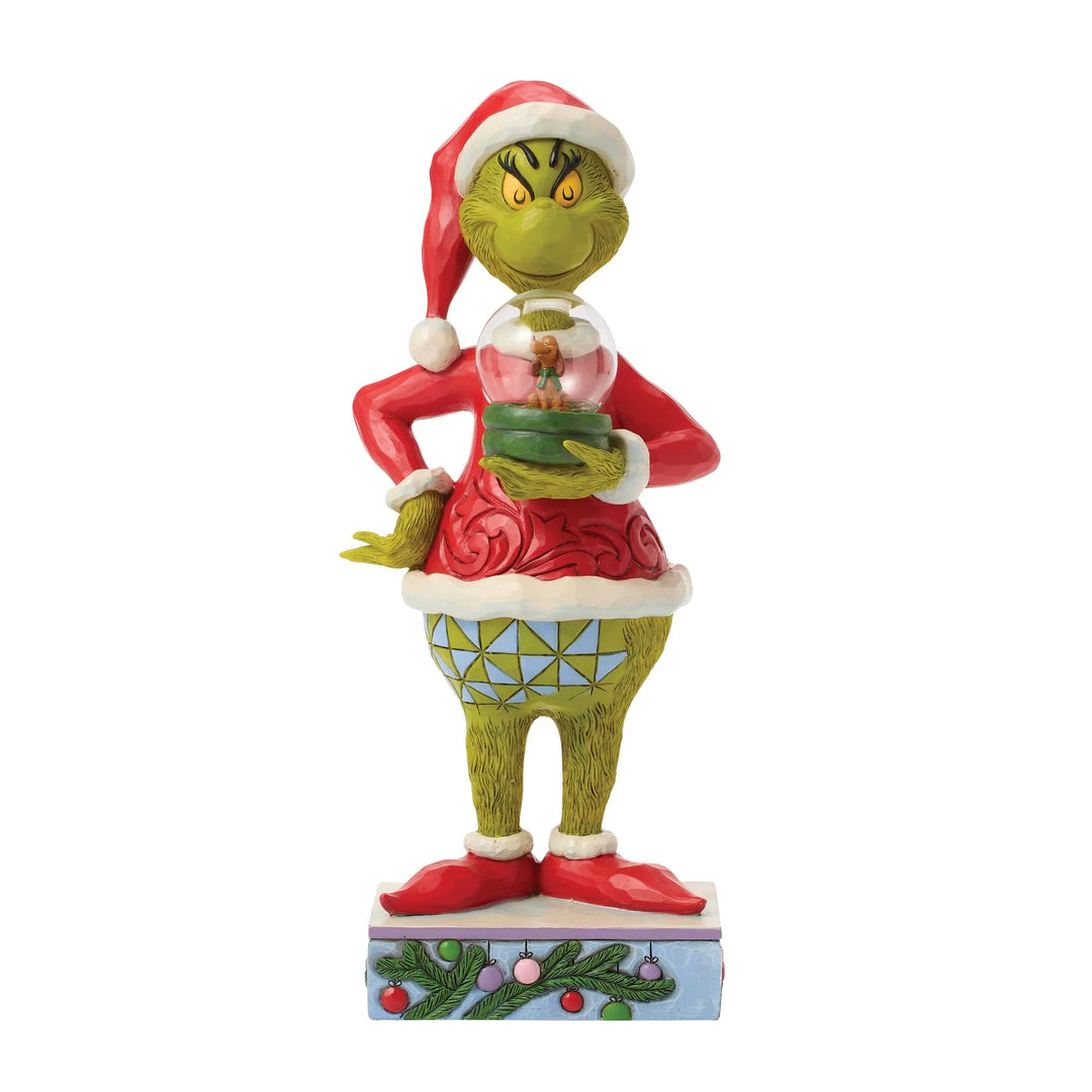 Jim Shore - Christmas Figurine - Grinch Holding Dome with Max