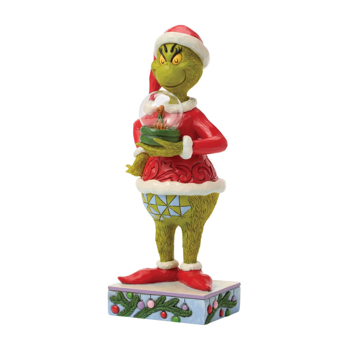 Jim Shore - Christmas Figurine - Grinch Holding Dome with Max