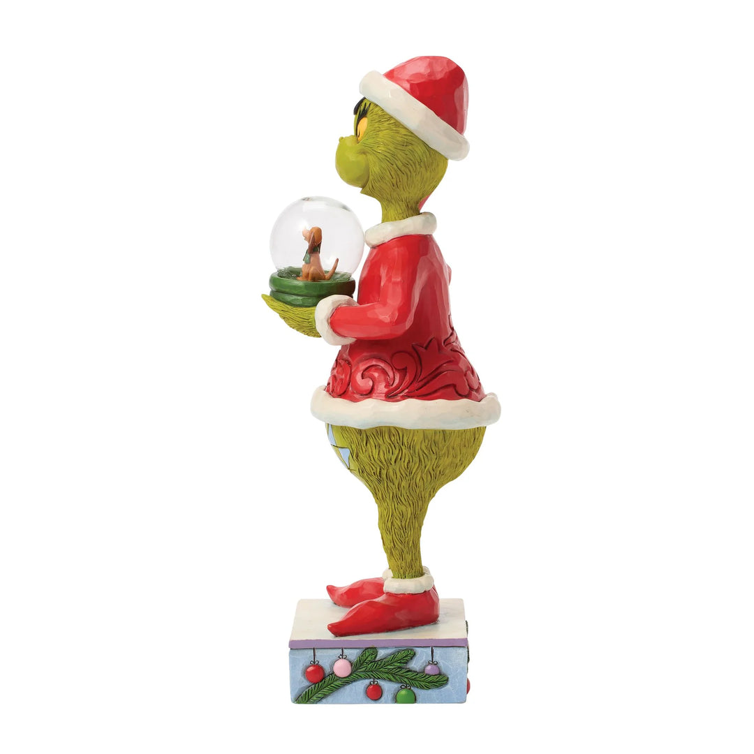 Jim Shore - Christmas Figurine - Grinch Holding Dome with Max