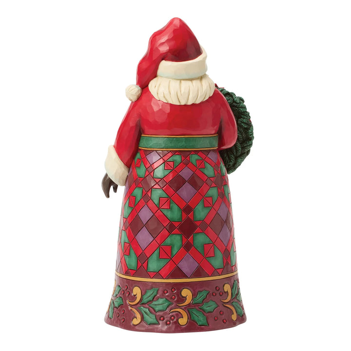 Jim Shore - Christmas Figurine - Santa Wreath and Poinsettia