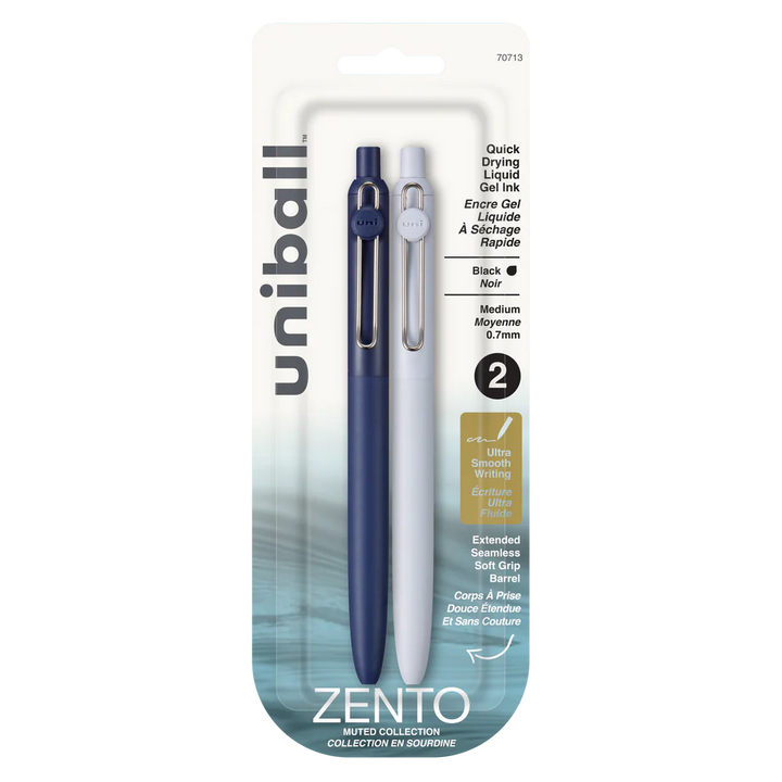 UNIBALL - ZENTO Liquid Gel Pen 0.7mm (Pack of 2) - Muted Collection
