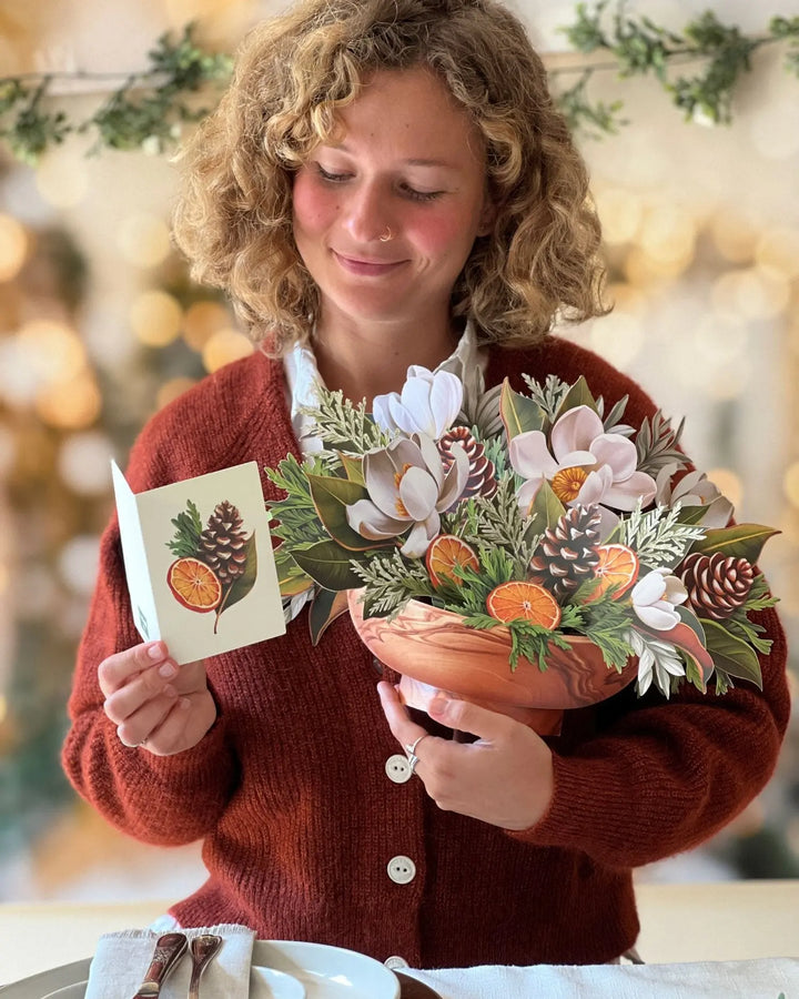 Fresh Cut Paper - Life Sized Pop-Up Flower Bouquet with Note Card - Winter Magnolia