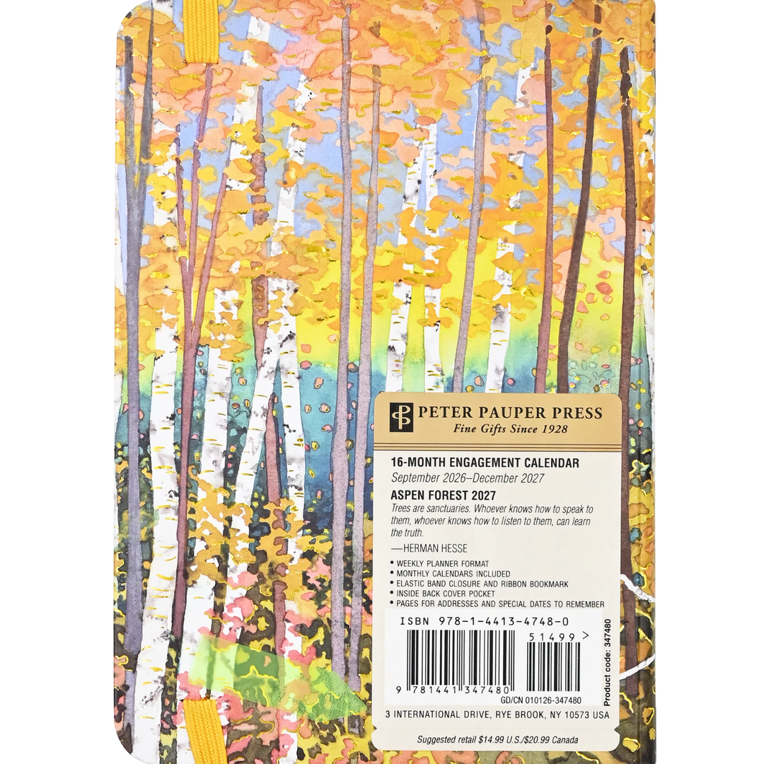 Peter Pauper Press - 2027 Weekly Planner - 16 Months Engagement Calendar - Aspen Forest