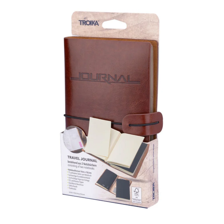 TROIKA - Travel Journal - 2 Notebooks with Leather Cover