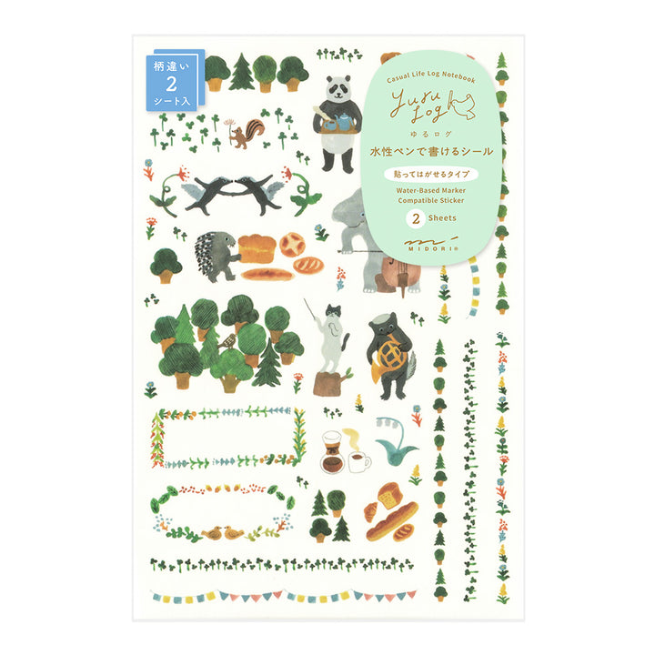 Midori - Yuru Log Sticker - 2 Sheets - Forest Animal