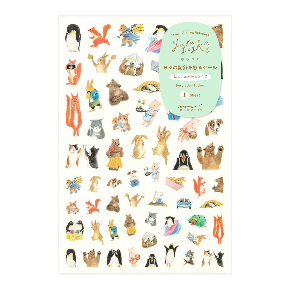 Midori - Yuru Log Sticker - 2 Sheets - Animal