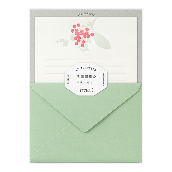 Midori - Letter Set  - Press Bouquet Red
